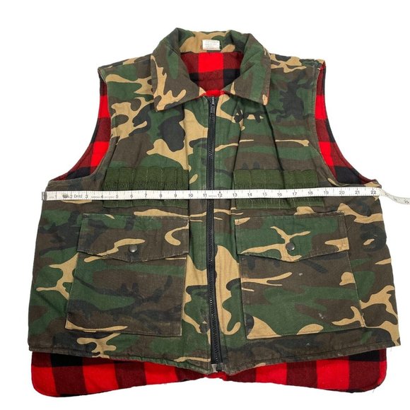 Vintage Game Winner Vest Camouflage Buffalo Plaid Reversible Hunting 80s- Medium - Picture 13 of 14